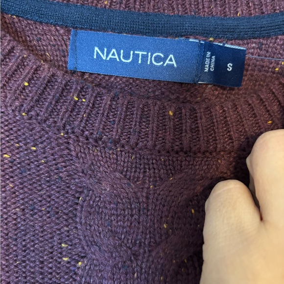 Men's Burgundy Cable Knit Sweater - Picture 5 of 6